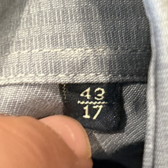 Canali Dress Shirt Mens 43-17 Blue Long Sleeve Button Cotton Italy Preppy Formal - Picture 4 of 10